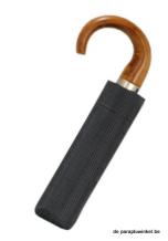 folding umbrella,wooden crook handle , closed;black