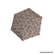 flat folding umbrella carbonsteel open, beige and white stripes