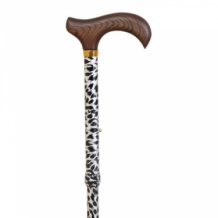 folding walking stick panther wooden handle