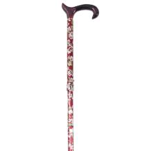 opvouwbare wandelstok  bordeaux met bloemendecor