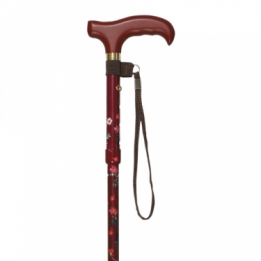 folding cane red flowers