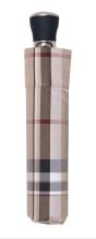 luxury folding umbrella, beige, red and black;  closed