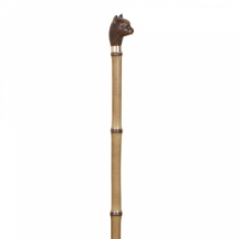 Wandelstok bamboe, handvat kat, bruin