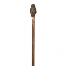 wooden walking stick with owl as handle