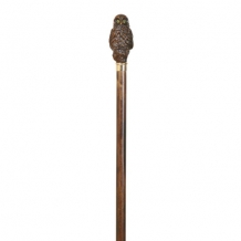 canne bois brun poignee hibou