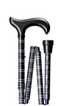 folding cane  deco tartan grey