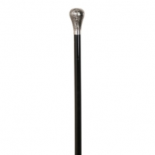 wooden walking stick black, nickelplated knob.