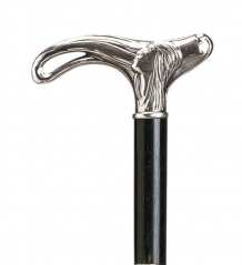 Wandelstok ebbenhout massief zilver vrouwenfiguur