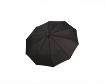 folding umbrella with wooden crook handle, black, open