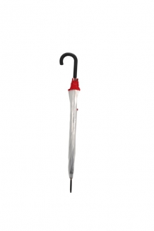 Parapluie transparent a bord etroit rouge