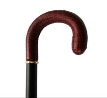 walking stick hook crutch handle leather bordeaux