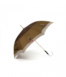 stick umbrella \"Chic Mode\" saddlebrown, open