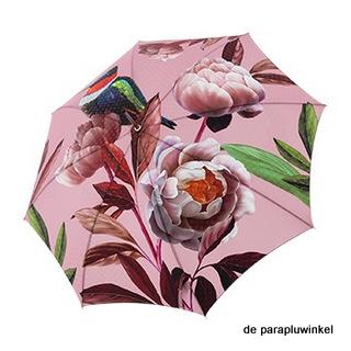 Stick umbrella with flowers;