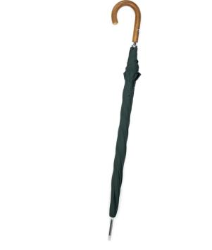 large green umbrella crook handle, closed