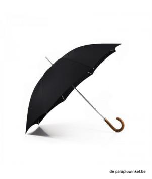 large black umbrella crook handle, open