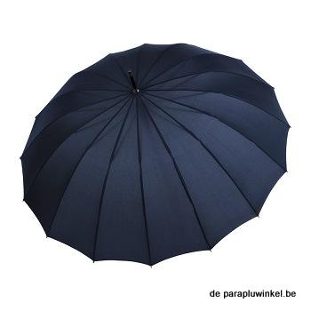 automatic stick umbrella, 16 ribs, dark blue, open