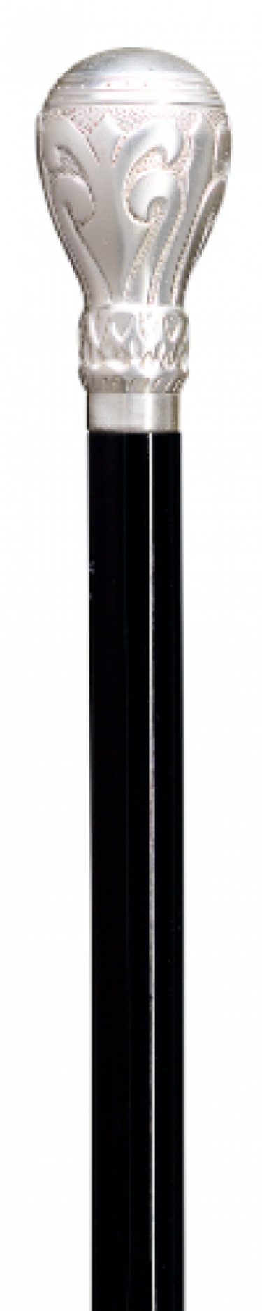 knob walking stick silver plated