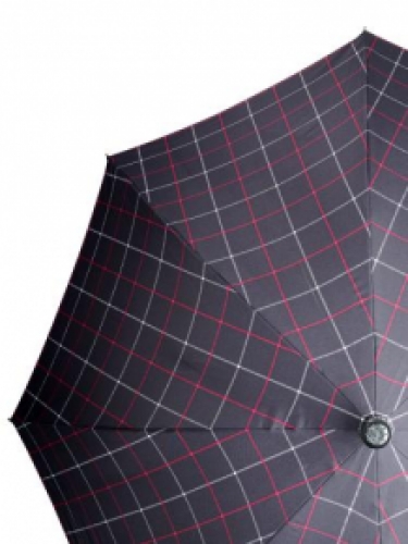 umbrella walking stick white and red tartan on black/detail