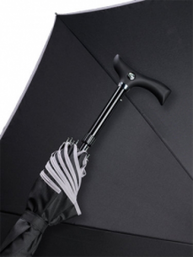 walking stick umbrella black, border grey