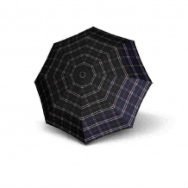 foldable umbrella knirps T200 checks navy, open