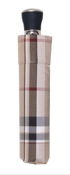 luxury folding umbrella, beige, red and black;  closed
