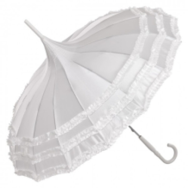 hand sunshade white satin, open sideview