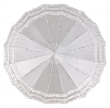 hand sunshade white satin, open topview