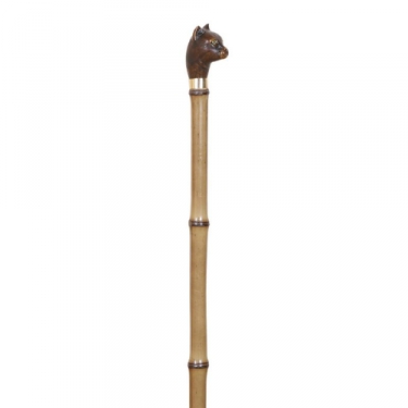 walking stick bamboo head cat brown