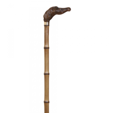 walking stick bamboo head horse brown
