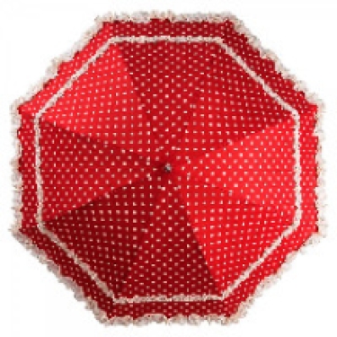 hand sunshade red with white dots, topview