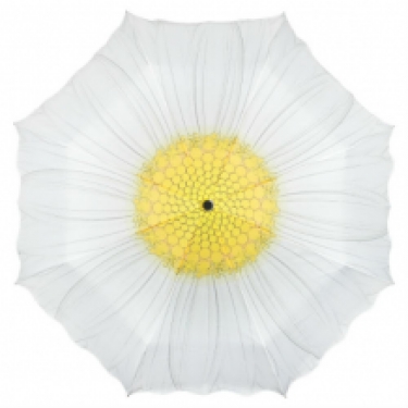 white umbrella with sunflower topview