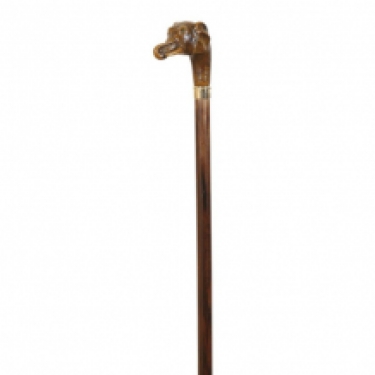 wooden walking stick, handle elephant
