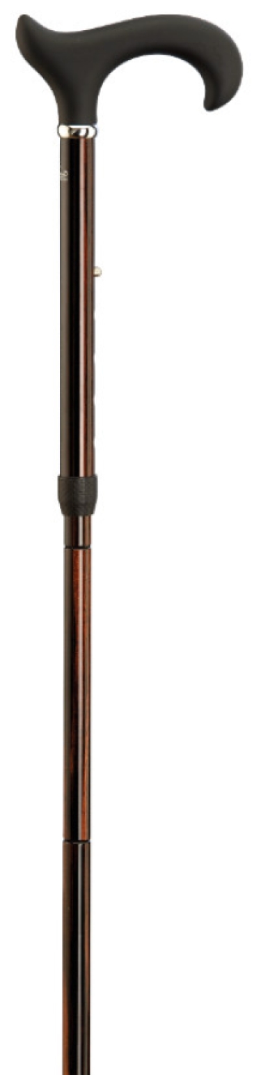 carbon foldable walking stick dark wood print;