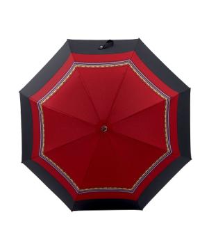 ladies stick umbrella black, red and braid/topview