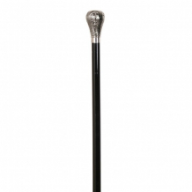 wooden walking stick black, nickelplated knob.