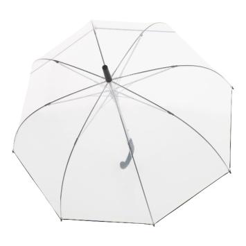 clear bubble dome umbrella, black trim, open