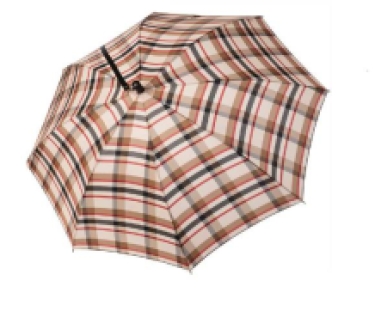 umbrella with strap checks beige red and black open