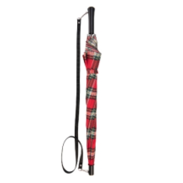 umbrella with strap checks red green open