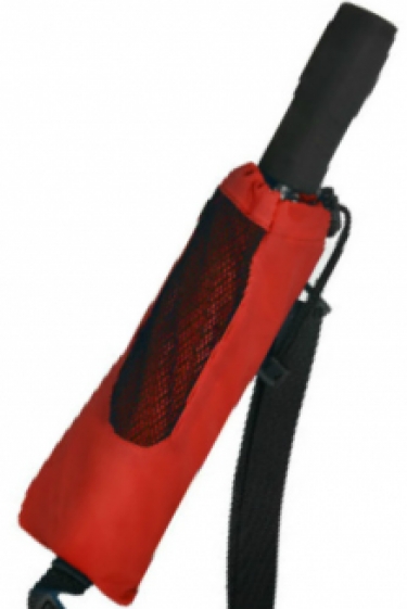 folding umbrella with strap trekking red closed