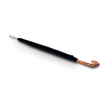 stick umbrella knirps wooden handle,blue stripes, closed