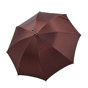 luxury stick umbrella dark brown with dots gold and orange/ open
