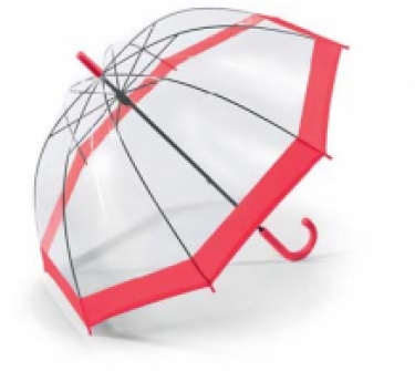 clear dome stick umbrella red open