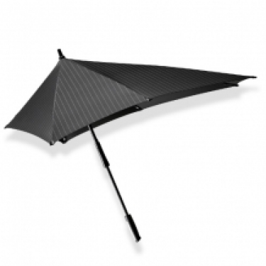 xxl stick umbrella senz black and light grey stripe, open sideview
